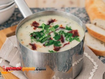 Pastırmalı Yer Elması Çorbası