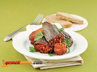 FİRİKLİ KURU PATLICAN VE BİBER DOLMASI