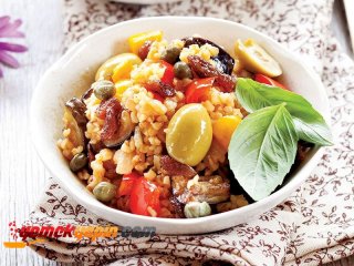 BİBERLİ, PATLICANLI BULGUR PİLAVI